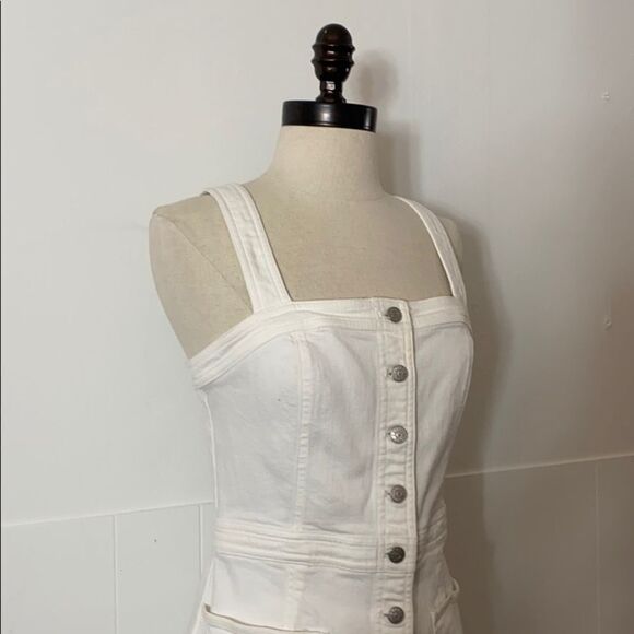 Express Mini Button Front Overall Dress - Picture 3 of 6